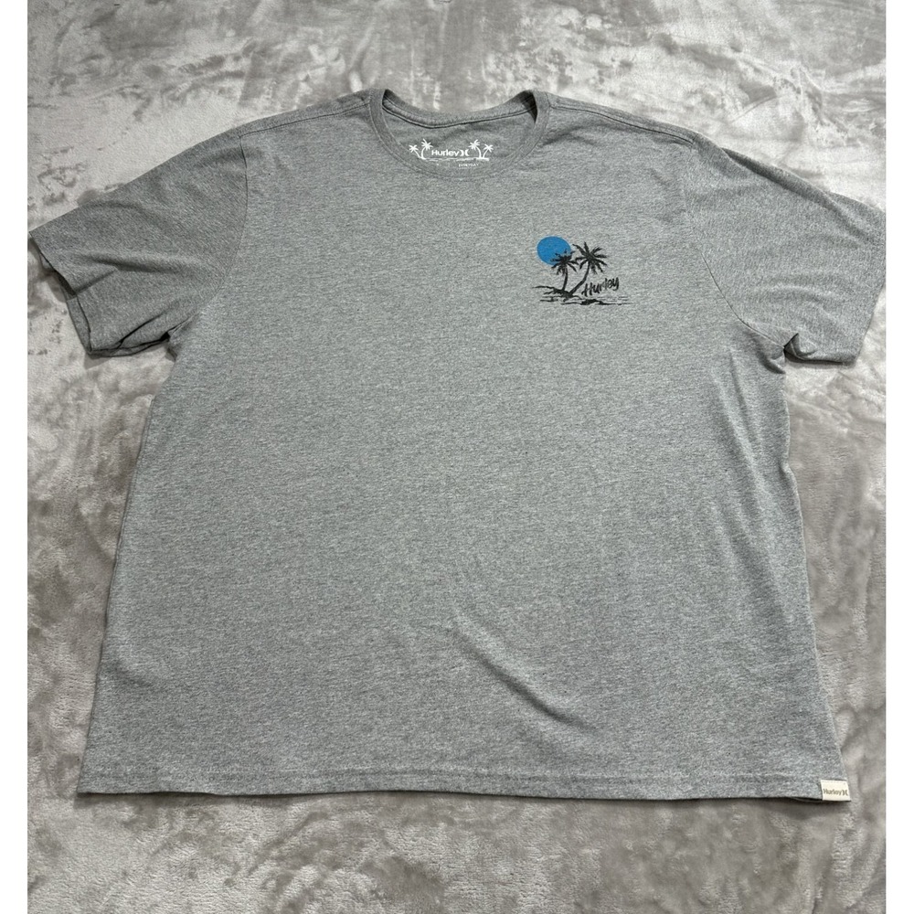 Hurley Men's Gray T-Shirt Short Sleeve Crew Neck Casual‎ Size XXL Logo Graphic